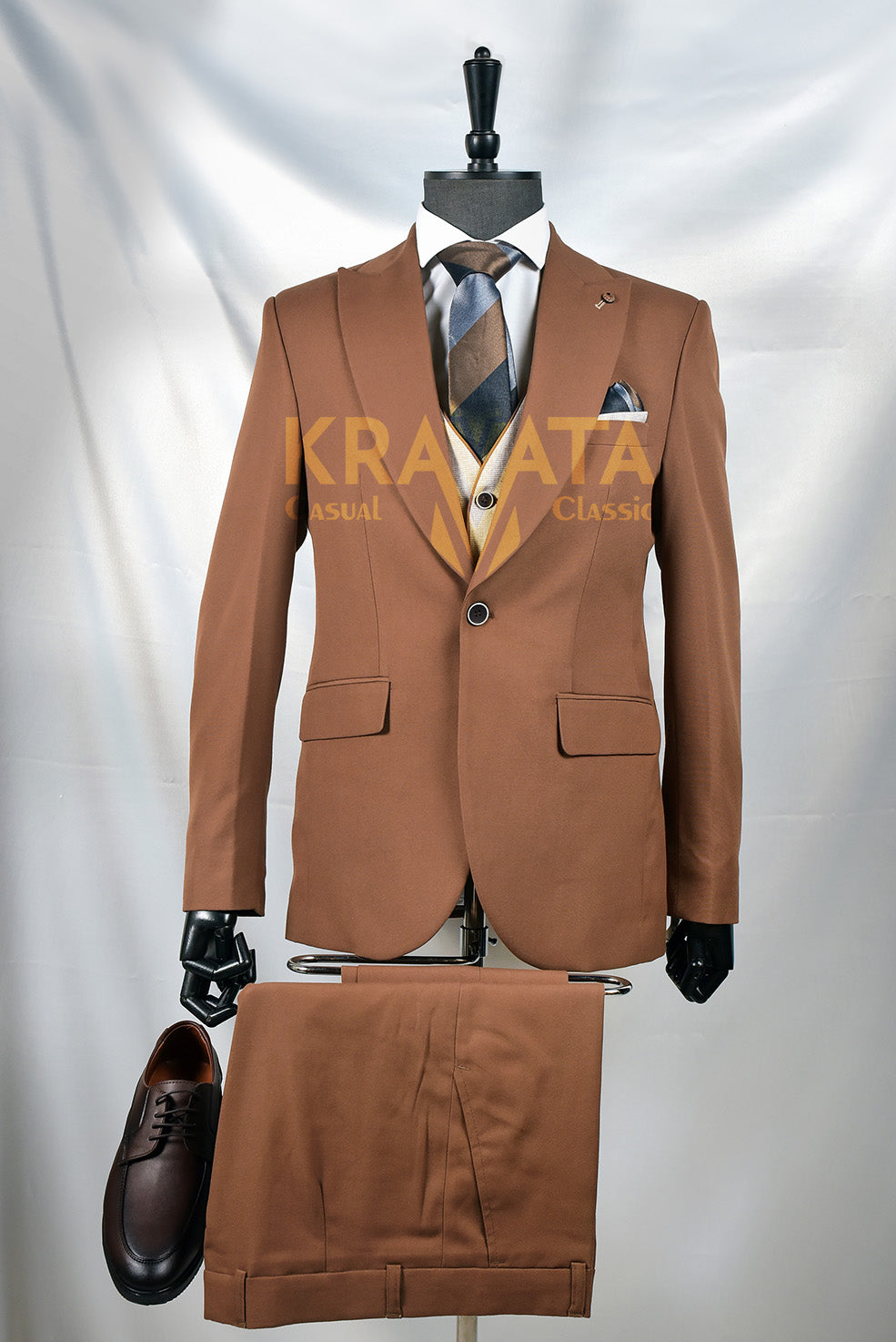 Brown Formal Suit with Tie
